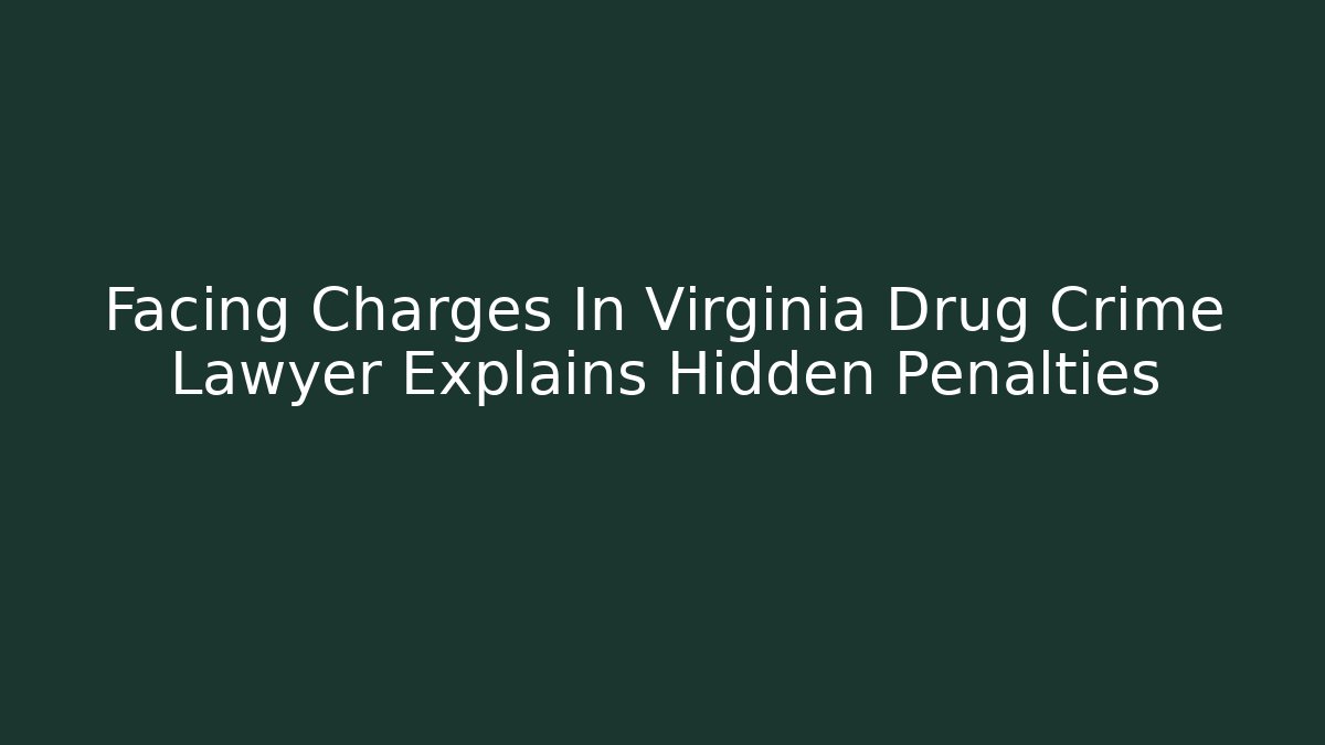 Facing Charges In Virginia Drug Crime Lawyer Explains Hidden Penalties