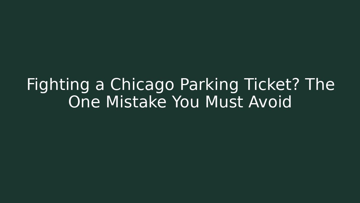 Fighting a Chicago Parking Ticket? The One Mistake You Must Avoid
