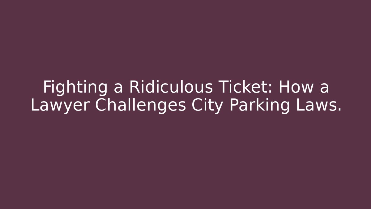 Fighting a Ridiculous Ticket: How a Lawyer Challenges City Parking Laws.