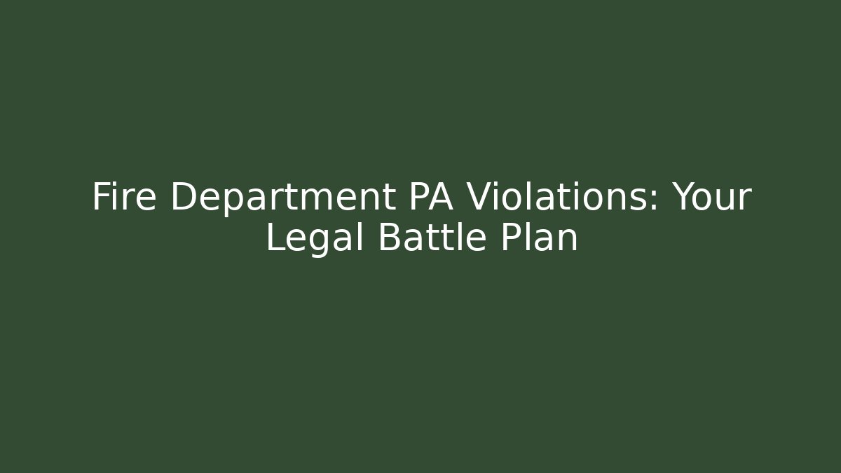 Fire Department PA Violations: Your Legal Battle Plan