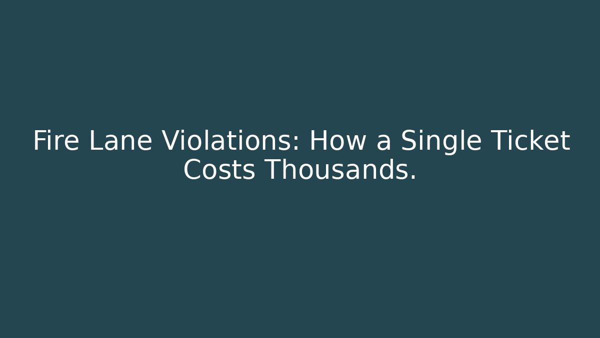 Fire Lane Violations: How a Single Ticket Costs Thousands. - Magmic