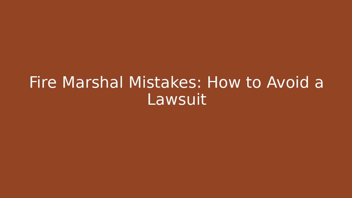 Fire Marshal Mistakes: How to Avoid a Lawsuit