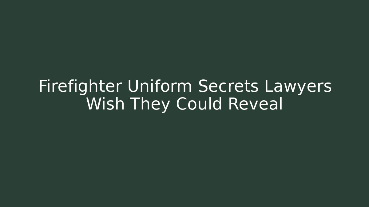 Firefighter Uniform Secrets Lawyers Wish They Could Reveal