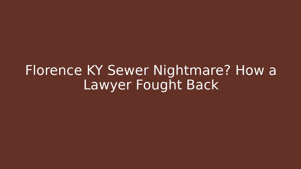 Florence KY Sewer Nightmare? How a Lawyer Fought Back