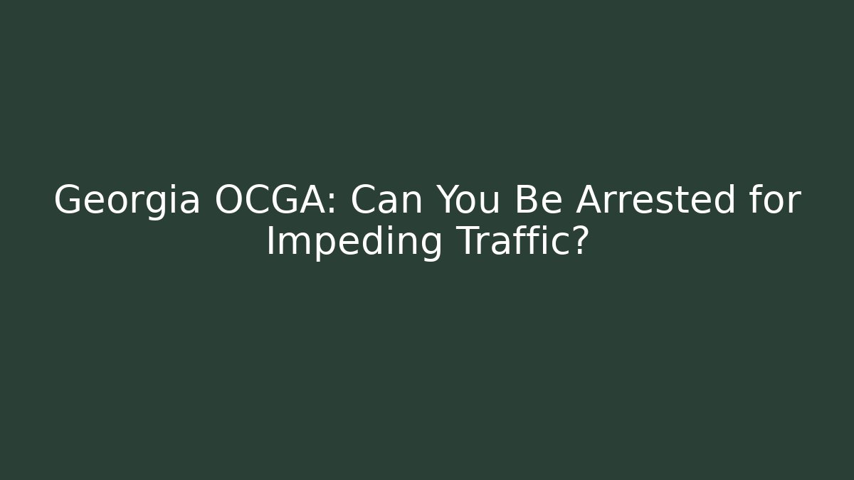 Georgia OCGA: Can You Be Arrested for Impeding Traffic? - Magmic