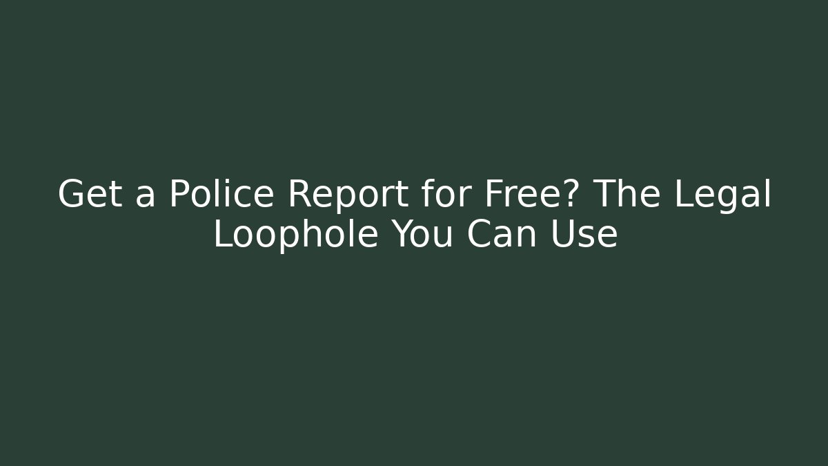 Get a Police Report for Free? The Legal Loophole You Can Use