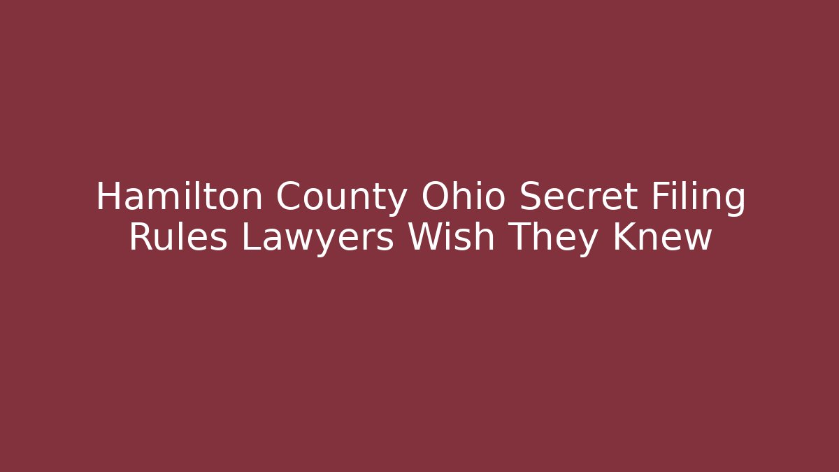 Hamilton County Ohio Secret Filing Rules Lawyers Wish They Knew