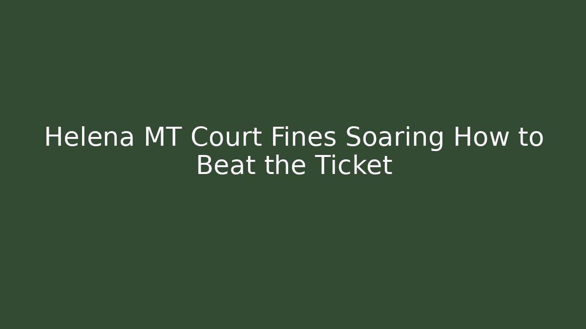 Helena MT Court Fines Soaring How to Beat the Ticket
