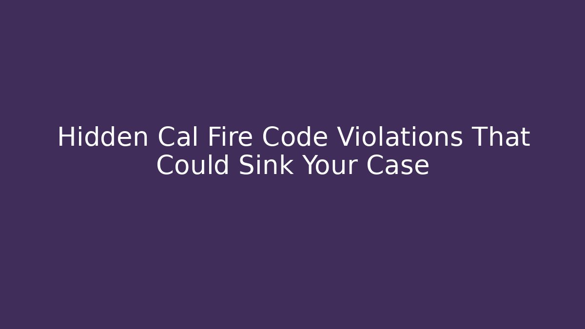 Hidden Cal Fire Code Violations That Could Sink Your Case - Magmic