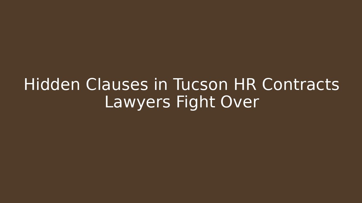 Hidden Clauses in Tucson HR Contracts Lawyers Fight Over