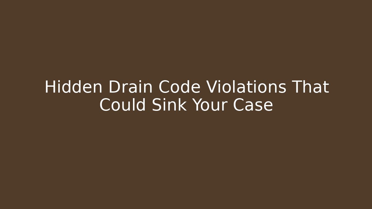 Hidden Drain Code Violations That Could Sink Your Case