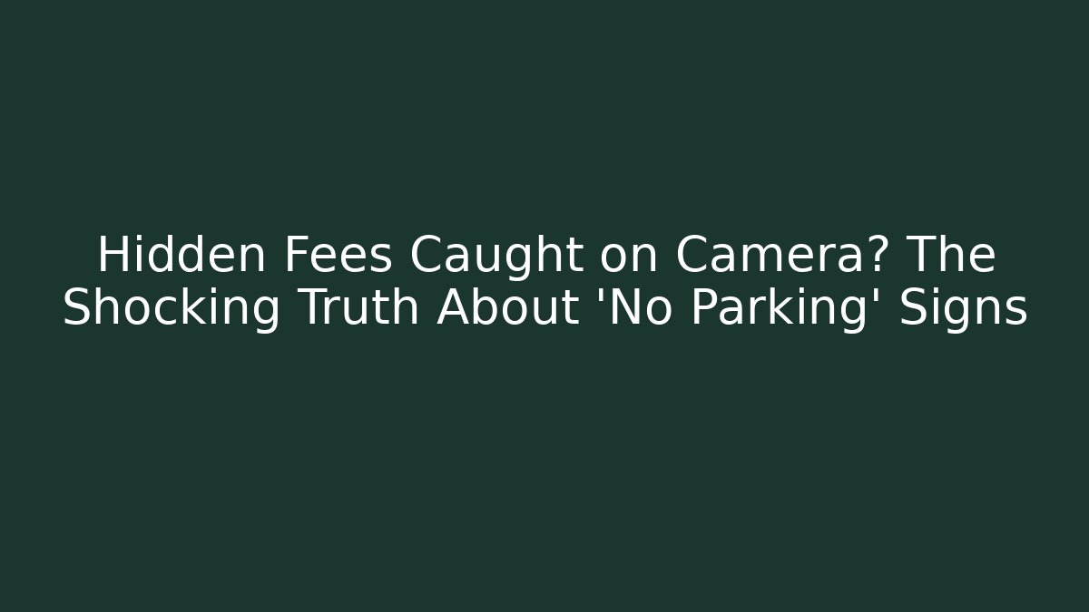 Hidden Fees Caught on Camera? The Shocking Truth About 'No Parking' Signs