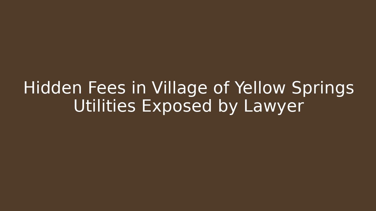 Hidden Fees in Village of Yellow Springs Utilities Exposed by Lawyer
