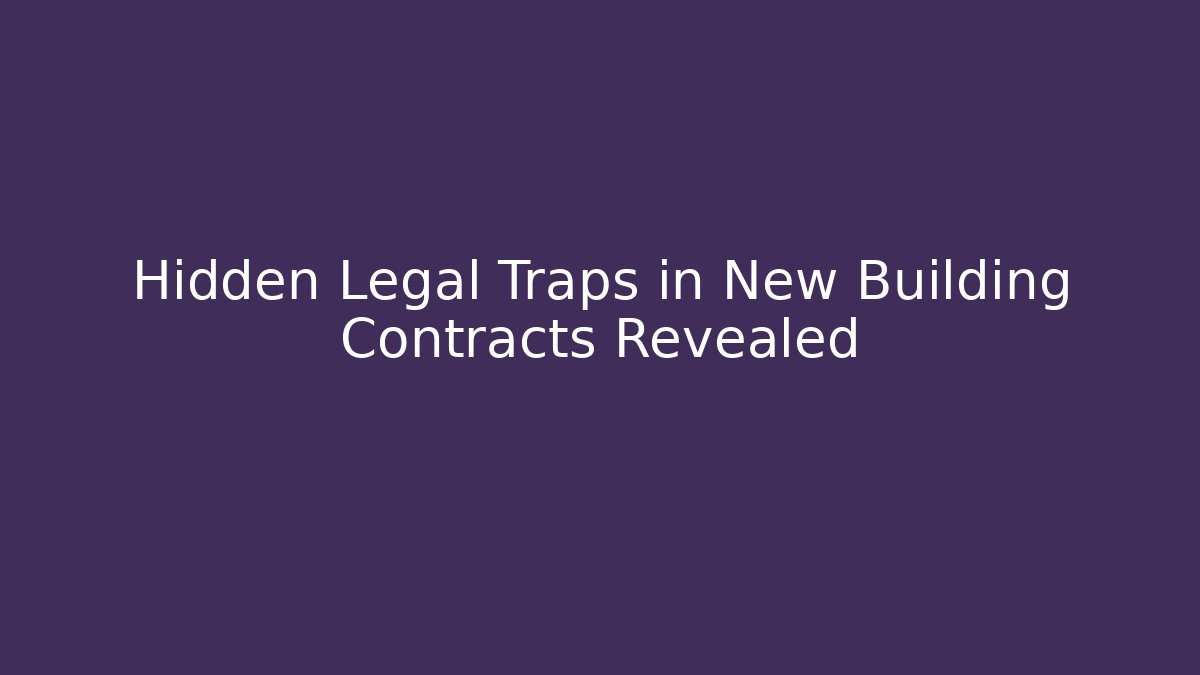 Hidden Legal Traps in New Building Contracts Revealed