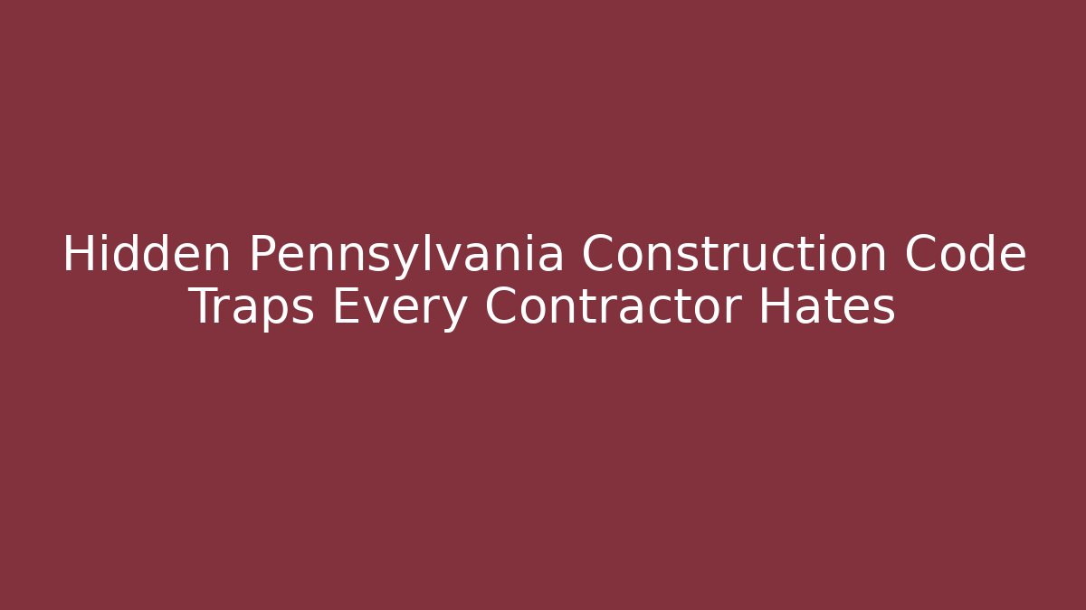 Hidden Pennsylvania Construction Code Traps Every Contractor Hates - Magmic