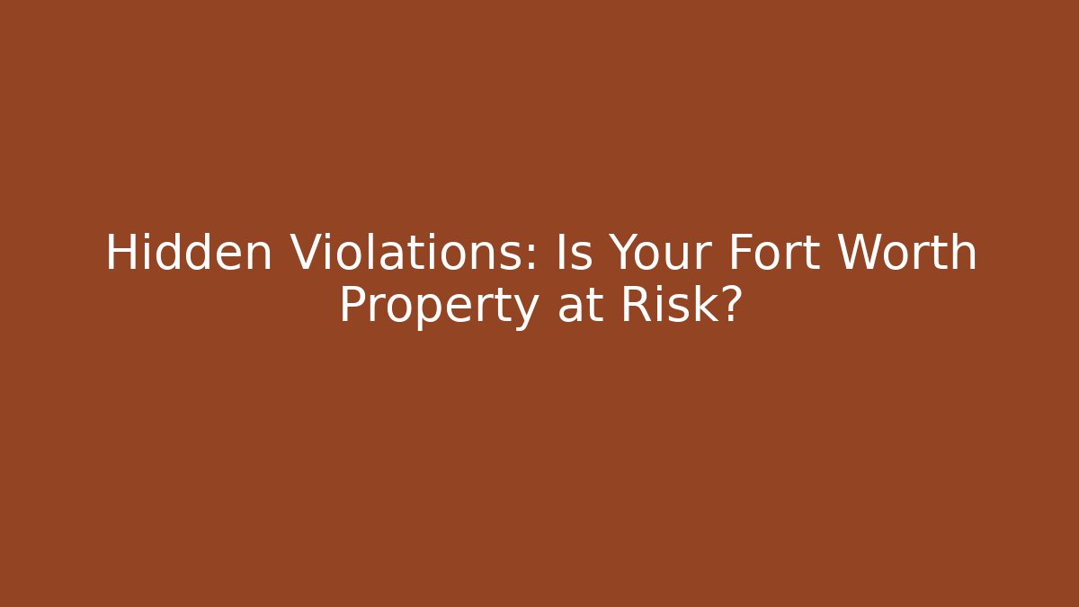 Hidden Violations: Is Your Fort Worth Property at Risk?