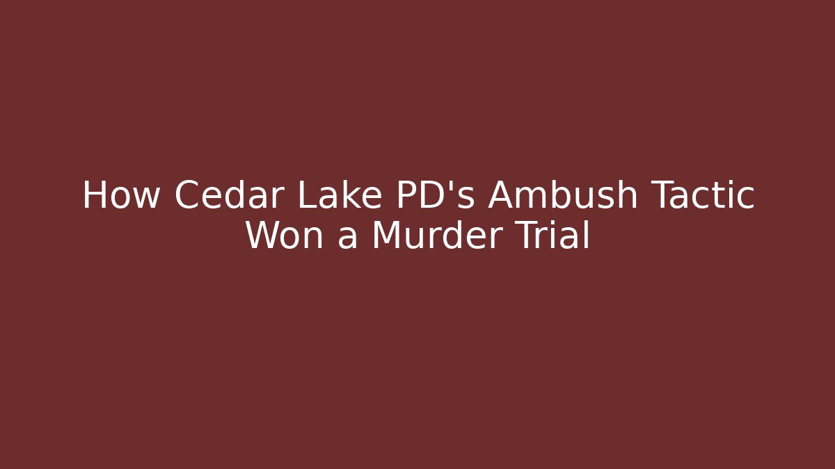 How Cedar Lake PD's Ambush Tactic Won a Murder Trial - Magmic