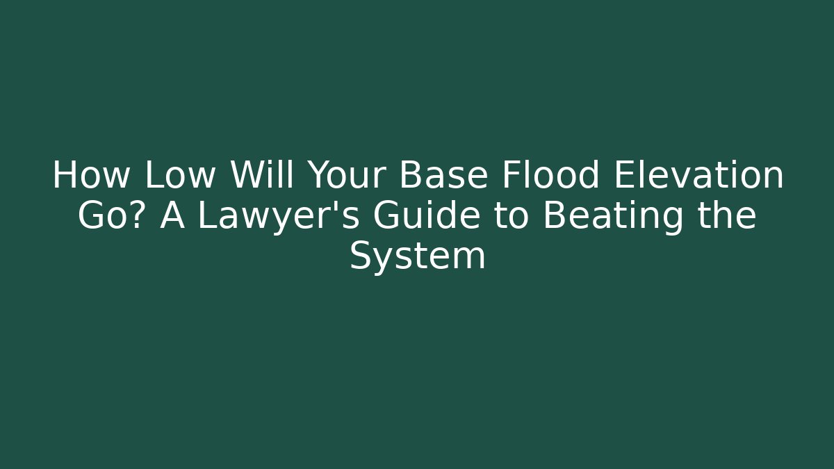 How Low Will Your Base Flood Elevation Go? A Lawyer's Guide to Beating the System