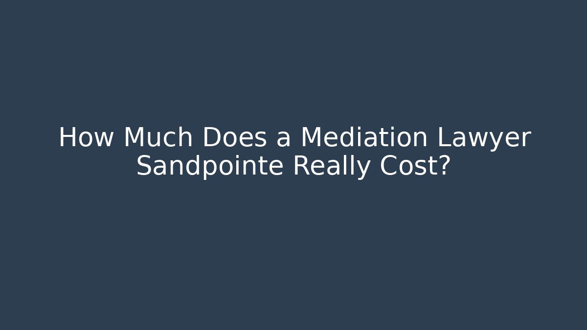 How Much Does a Mediation Lawyer Sandpointe Really Cost? - Magmic