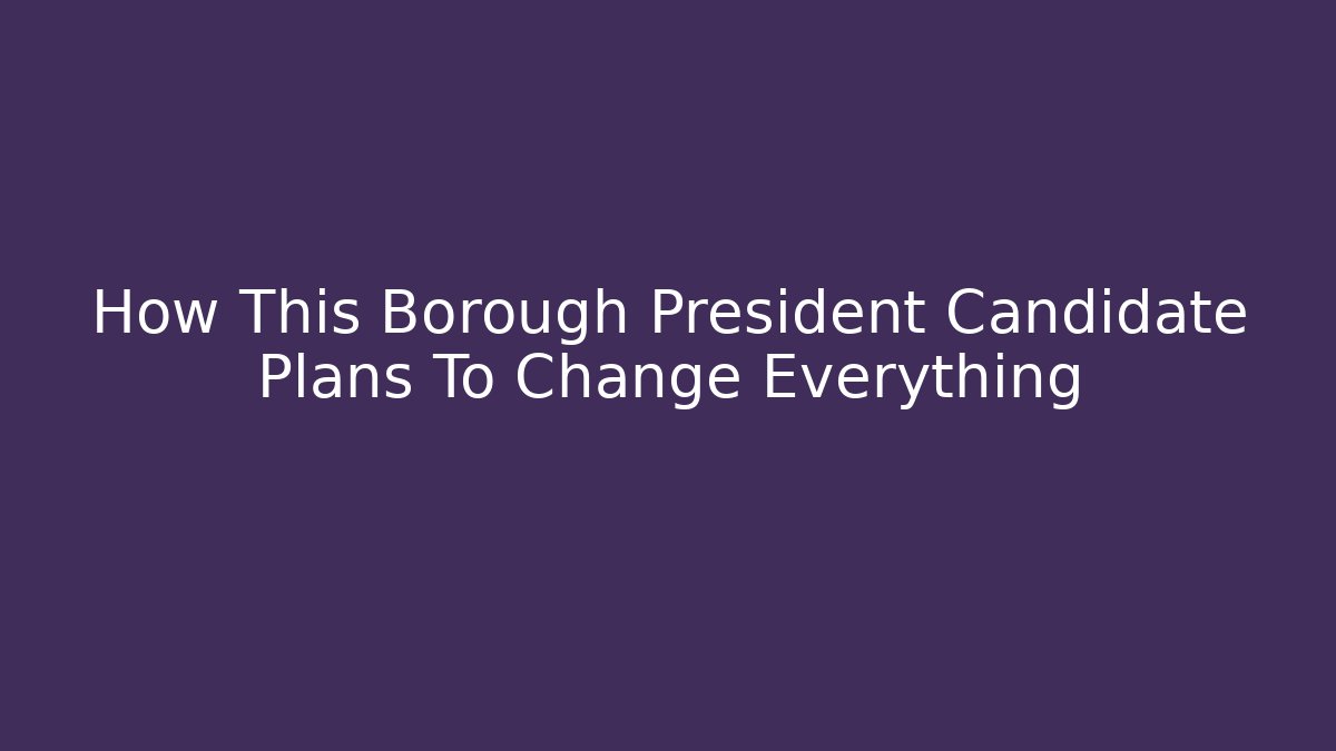How This Borough President Candidate Plans To Change Everything