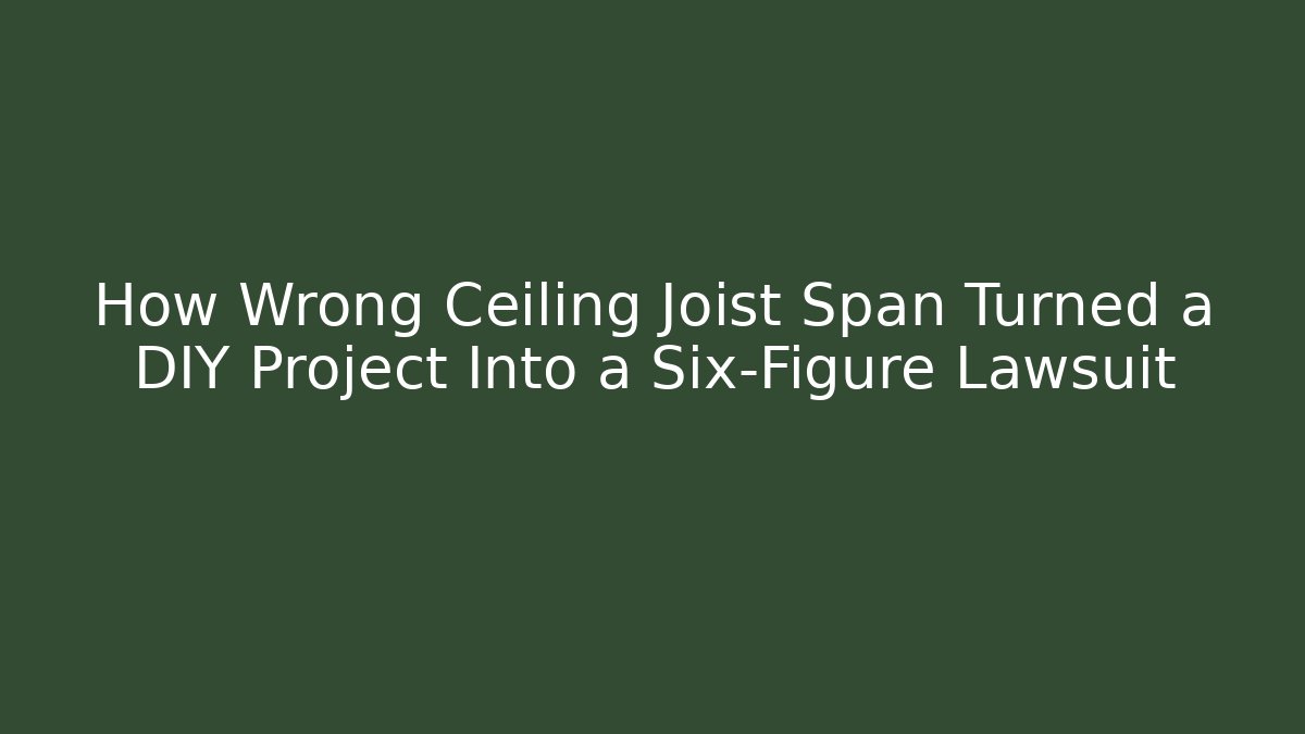 How Wrong Ceiling Joist Span Turned a DIY Project Into a Six-Figure Lawsuit