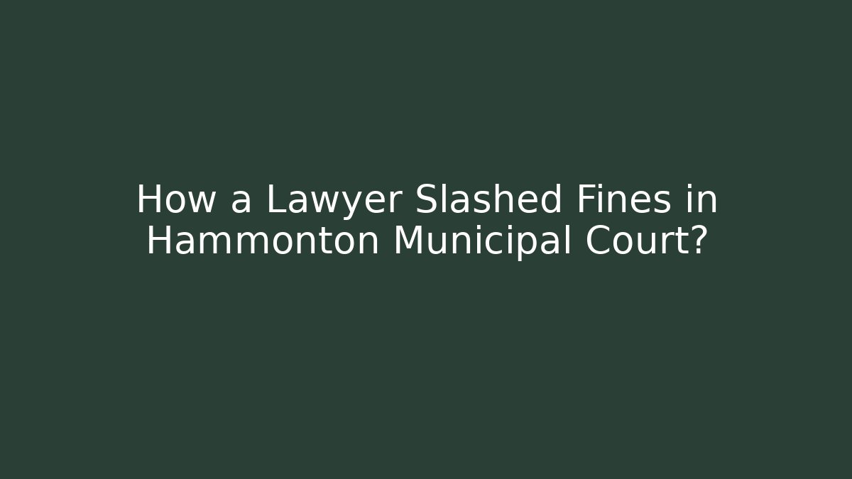 How a Lawyer Slashed Fines in Hammonton Municipal Court?