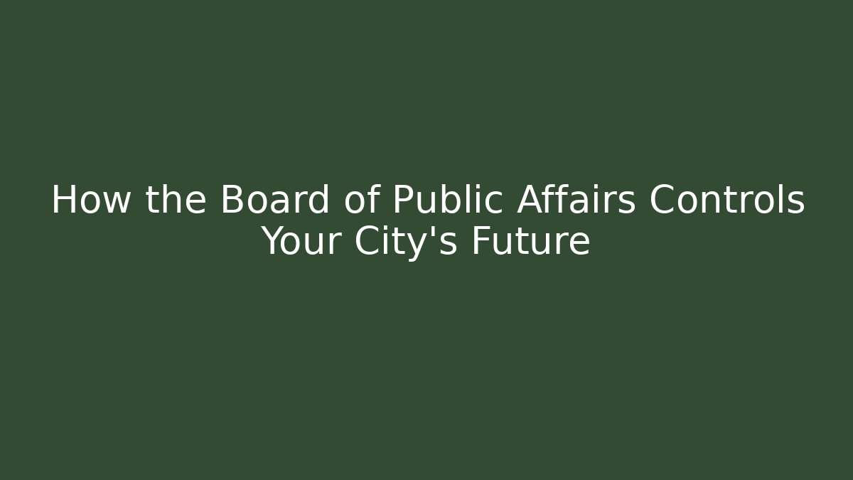 How the Board of Public Affairs Controls Your City's Future