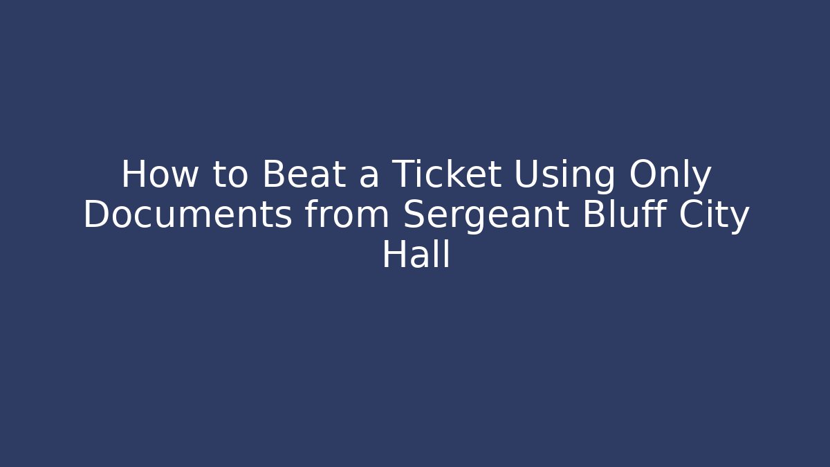 How to Beat a Ticket Using Only Documents from Sergeant Bluff City Hall - Magmic