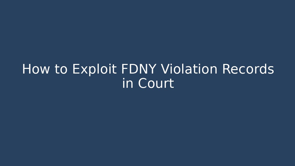 How to Exploit FDNY Violation Records in Court