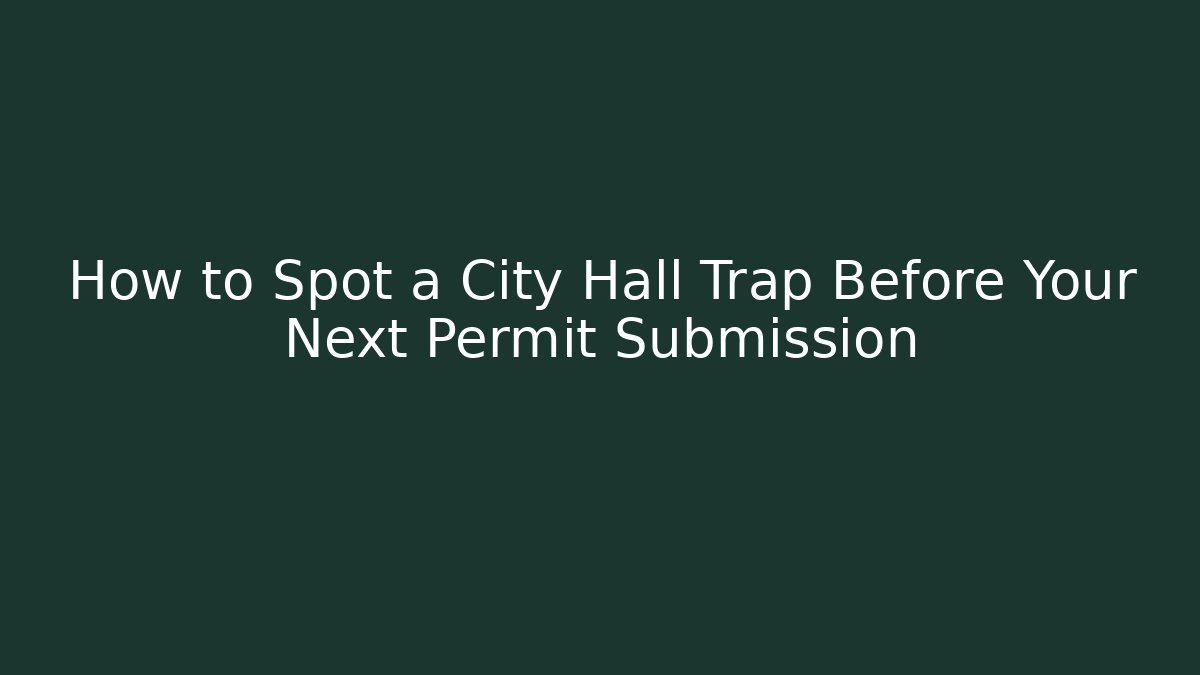 How to Spot a City Hall Trap Before Your Next Permit Submission