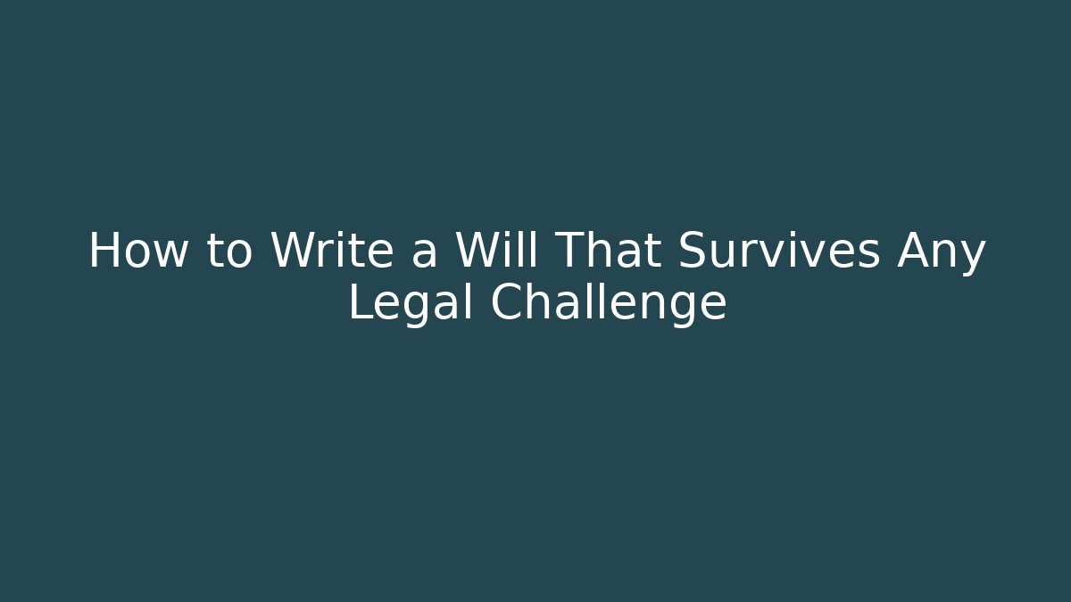 How to Write a Will That Survives Any Legal Challenge