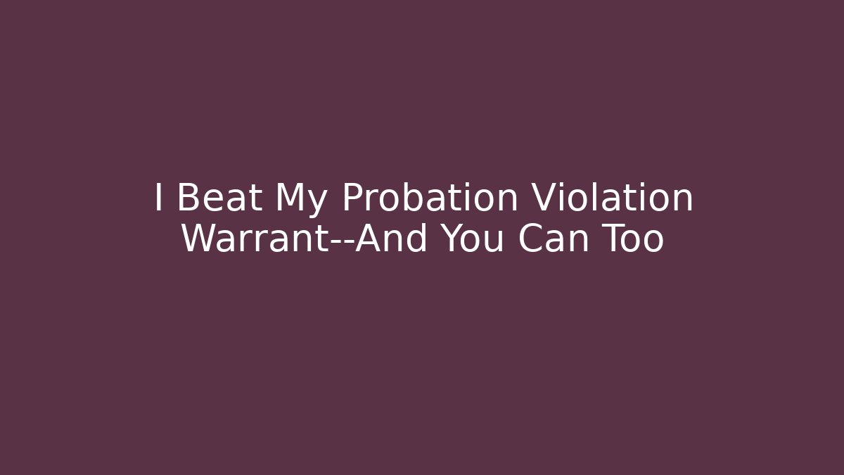 I Beat My Probation Violation Warrant—And You Can Too
