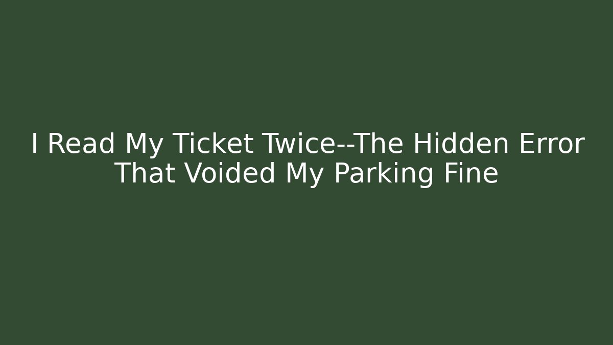 I Read My Ticket Twice—The Hidden Error That Voided My Parking Fine