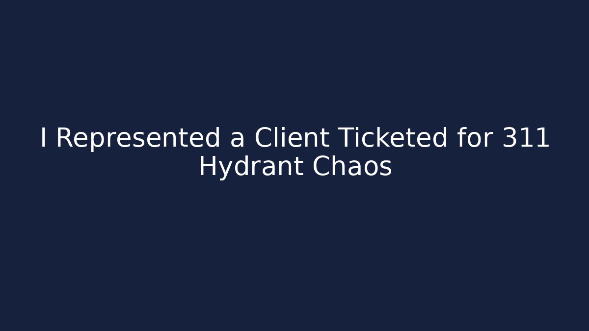 I Represented a Client Ticketed for 311 Hydrant Chaos