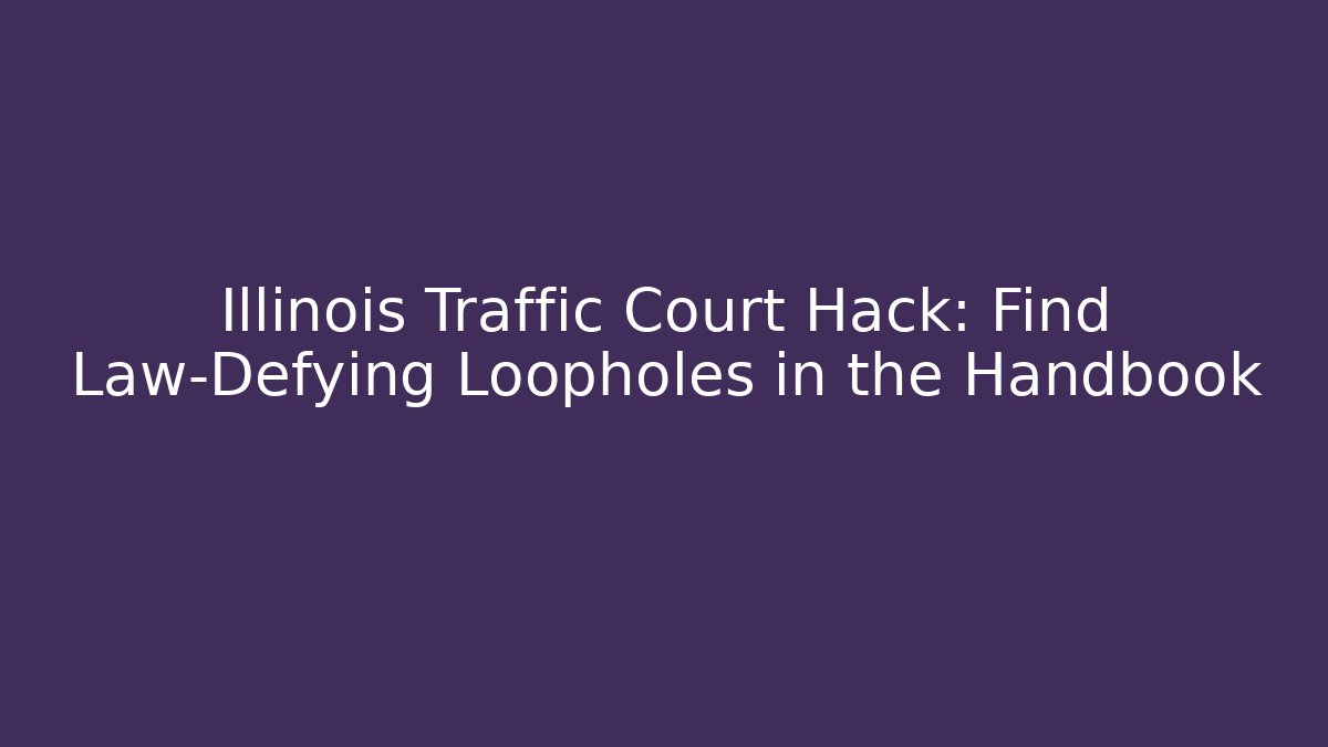 Illinois Traffic Court Hack: Find Law-Defying Loopholes in the Handbook