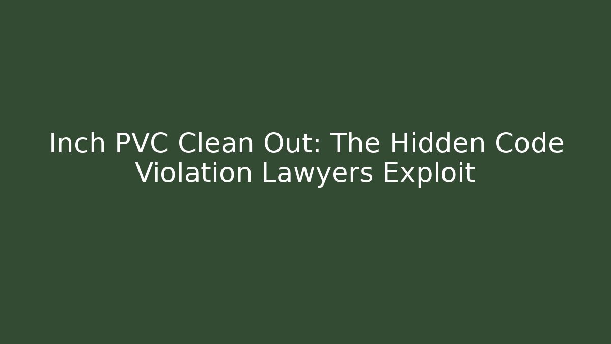 Inch PVC Clean Out: The Hidden Code Violation Lawyers Exploit - Magmic