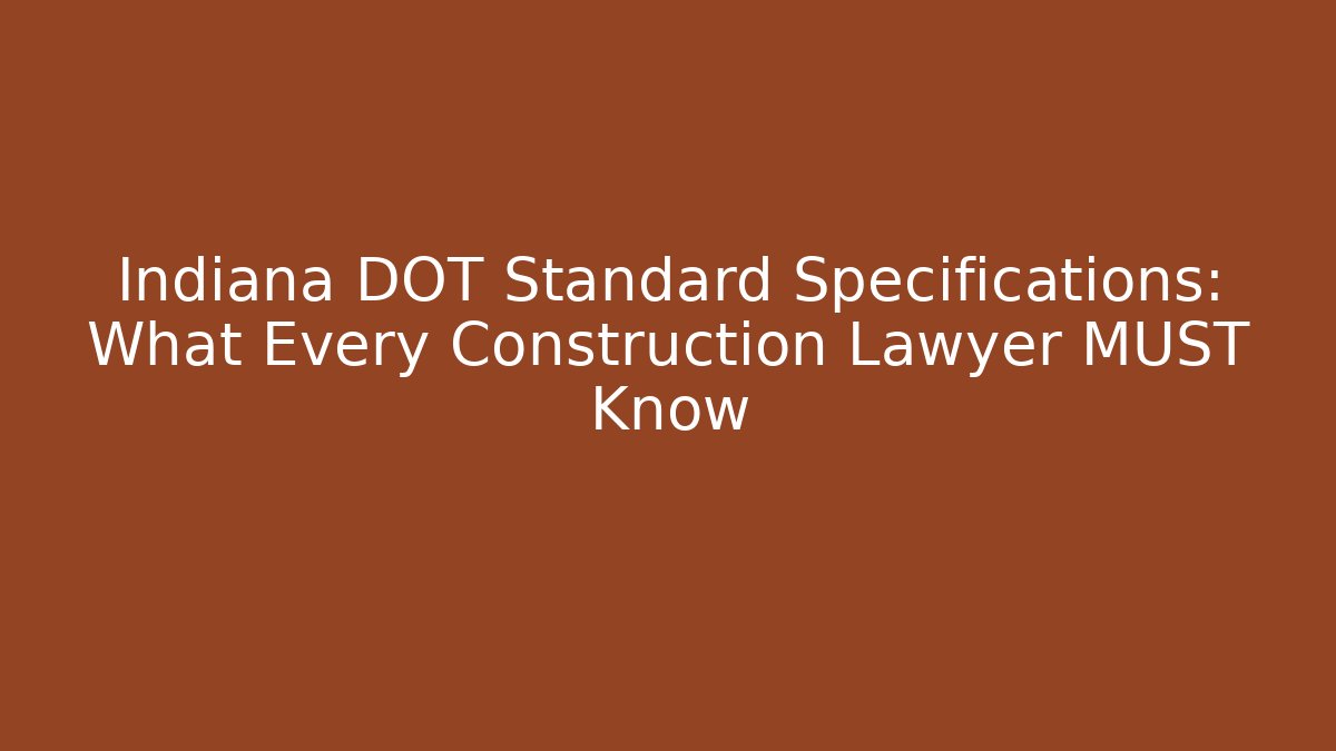 Indiana DOT Standard Specifications: What Every Construction Lawyer MUST Know