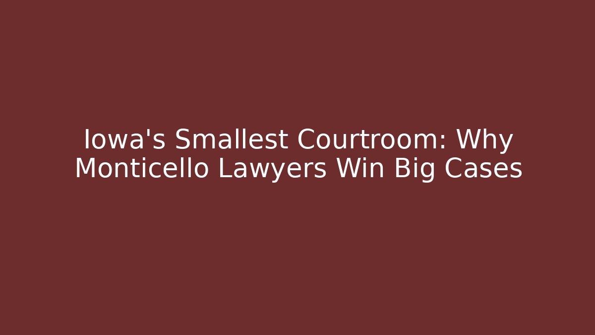 Iowa's Smallest Courtroom: Why Monticello Lawyers Win Big Cases