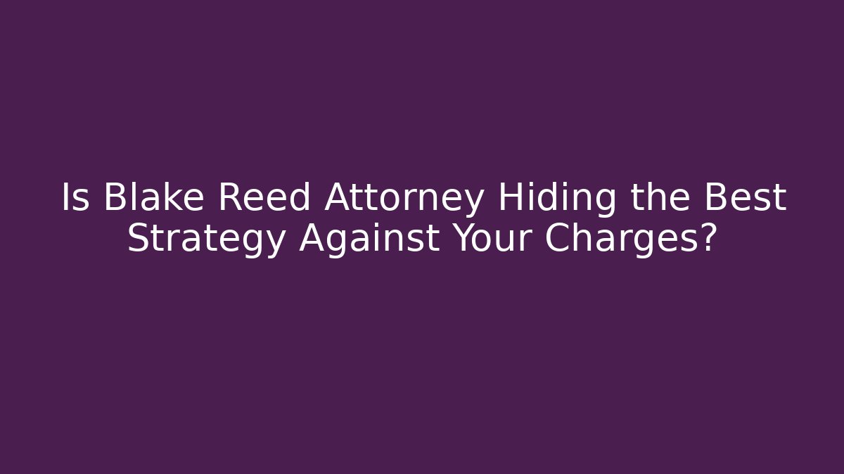 Is Blake Reed Attorney Hiding the Best Strategy Against Your Charges?