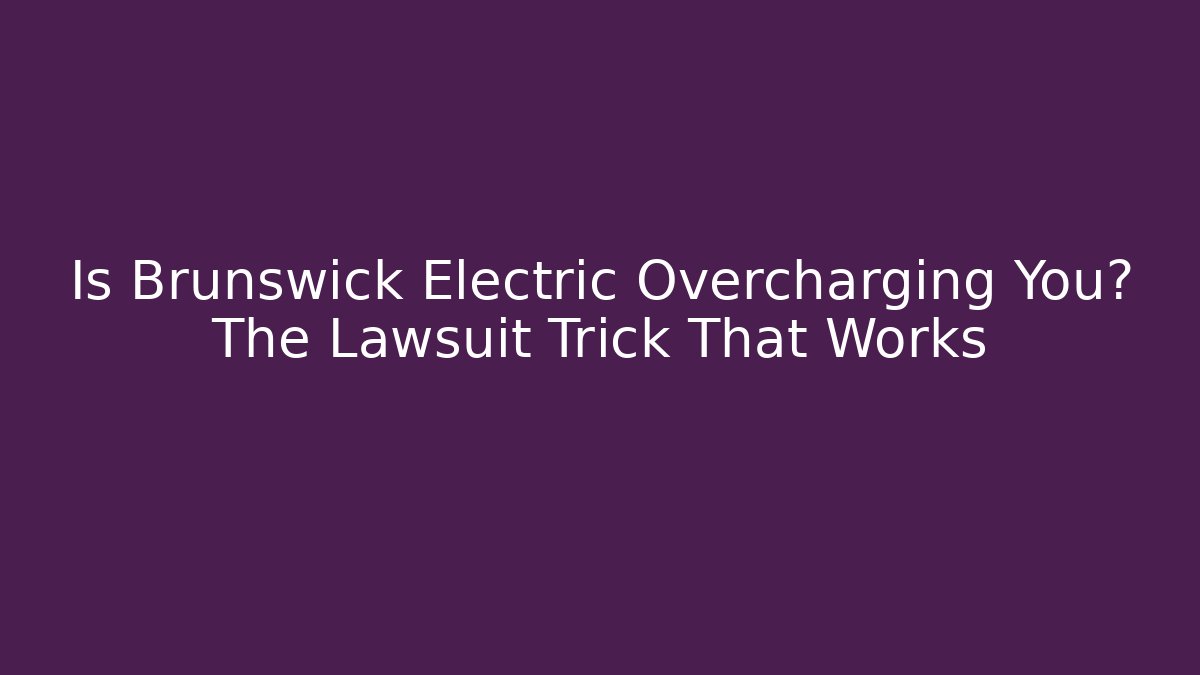 Is Brunswick Electric Overcharging You? The Lawsuit Trick That Works