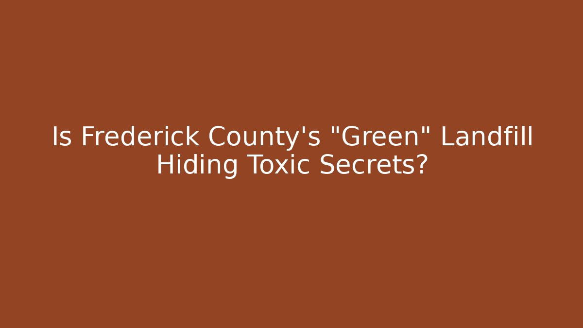 Is Frederick County's "Green" Landfill Hiding Toxic Secrets? - Magmic