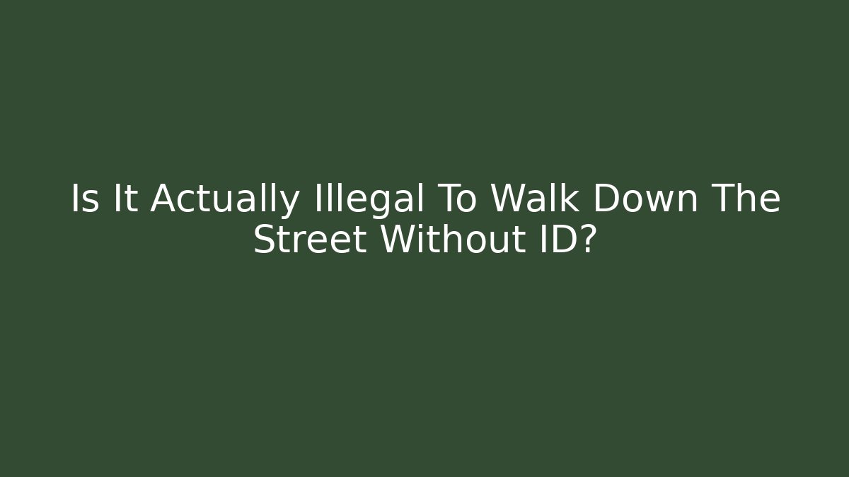 Is It Actually Illegal To Walk Down The Street Without ID?