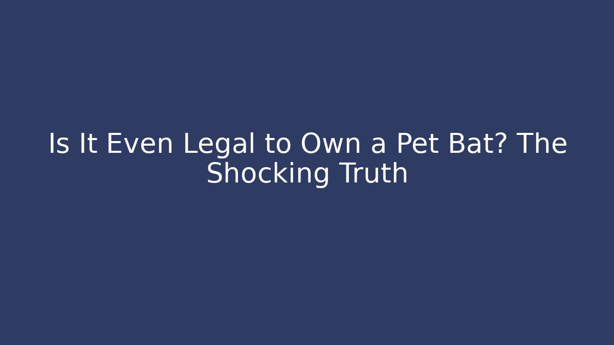 Is It Even Legal to Own a Pet Bat? The Shocking Truth