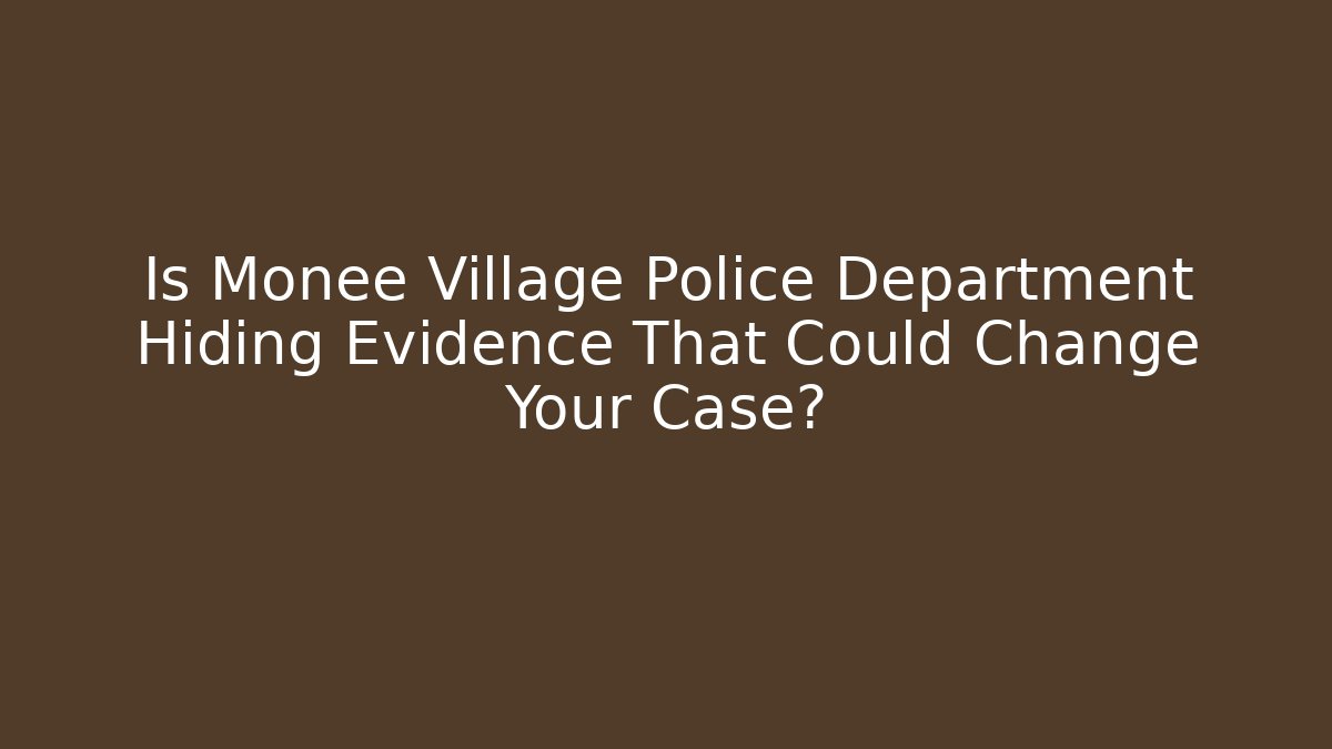 Is Monee Village Police Department Hiding Evidence That Could Change Your Case?