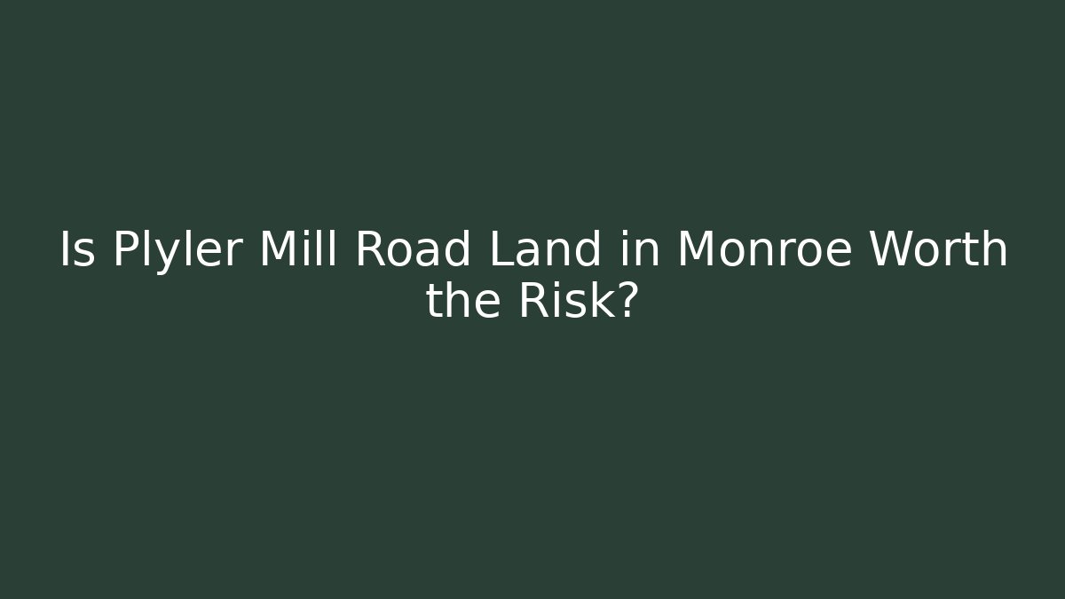 Is Plyler Mill Road Land in Monroe Worth the Risk?