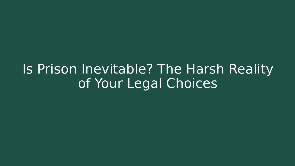 Is Prison Inevitable? The Harsh Reality of Your Legal Choices