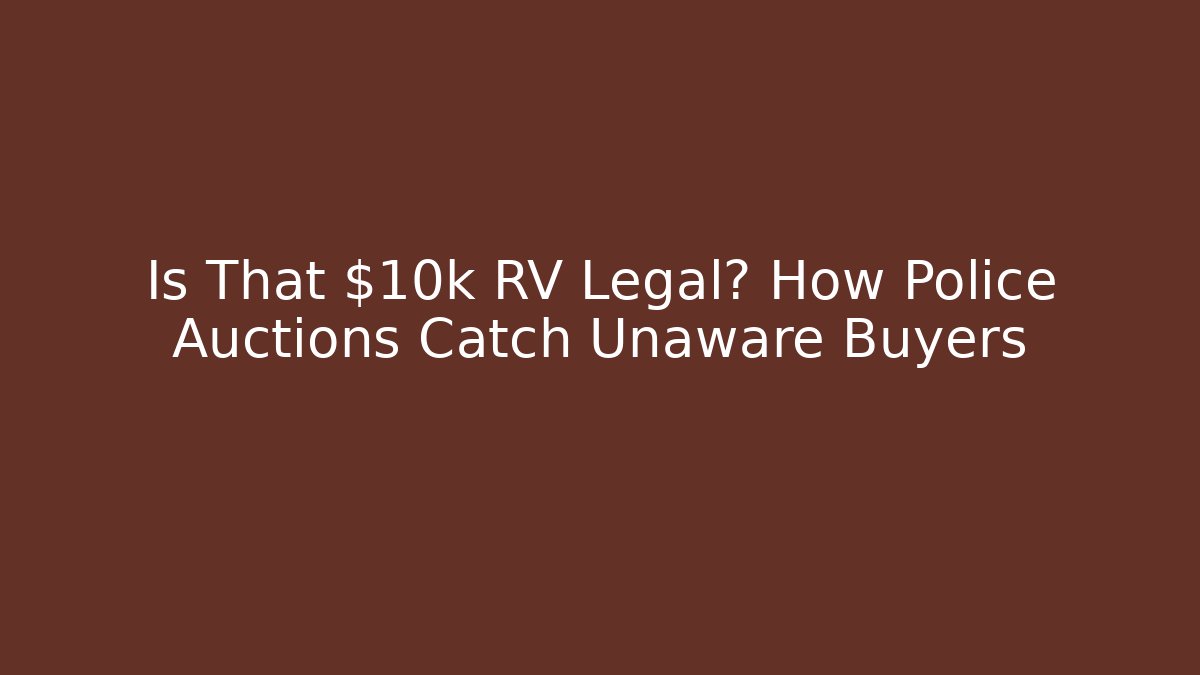 Is That $10k RV Legal? How Police Auctions Catch Unaware Buyers