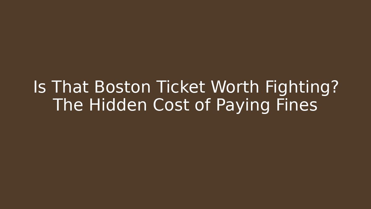 Is That Boston Ticket Worth Fighting? The Hidden Cost of Paying Fines