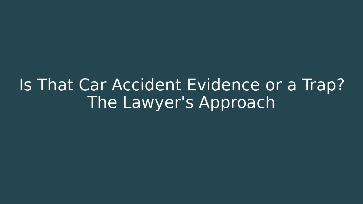 Is That Car Accident Evidence or a Trap? The Lawyer’s Approach