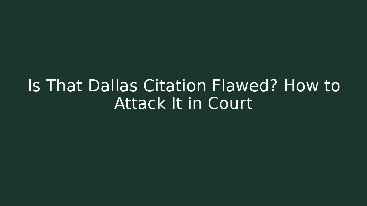 Is That Dallas Citation Flawed? How to Attack It in Court